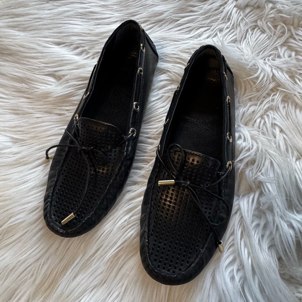 Tory Burch Black Loafers with Gold Accents